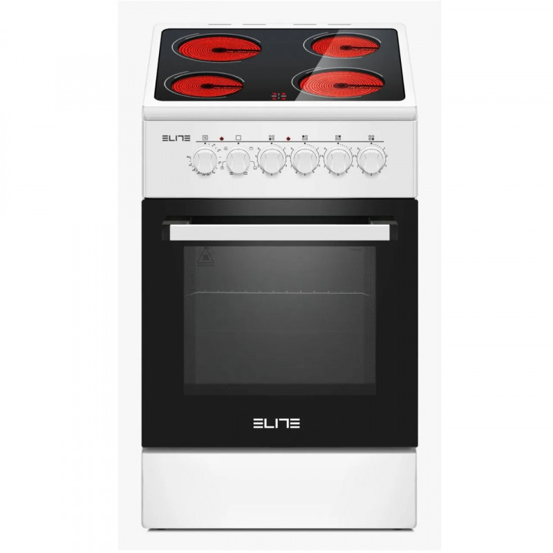 Elite FSVC-0576W Cooktop, 1800W, 4 Ceramic Burners, Fan, 9 Settings, Black/White