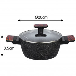 Комплект тенджери и тигани Klausberg KB 7831, 12 ч, Мраморно покритие, Индукция, Черен