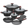 Set oale si tigai Klausberg KB 7831, 12 h, Aluminiu turnat, Acoperire din marmura, Inductie, Negru