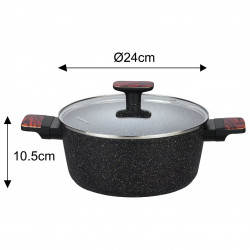 Комплект тенджери и тигани Klausberg KB 7831, 12 ч, Мраморно покритие, Индукция, Черен