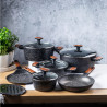 Σετ κατσαρόλες και τηγάνια Klausberg KB 7831, 12 h, χυτό, Μαρμάρινη επίστρωση, Επαγωγή, Μαύρο