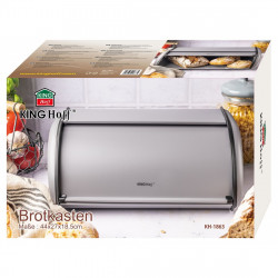 Κουτί ψωμιού Kinghoff KH 1863, 44 cm, Ελαφριά και στιβαρή κατασκευή, Ατσάλι, Γκρι