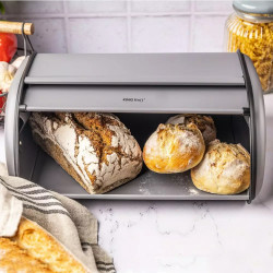 Cutie pentru paine Kinghoff KH 1863, 44 cm, Constructie usoara si robusta, Otel, Gri