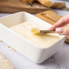 Cutie ceramica si cutit pentru unt Klausberg KB 7785, Capac lemn de salcam, Otel inoxidabil, Alb/Maro