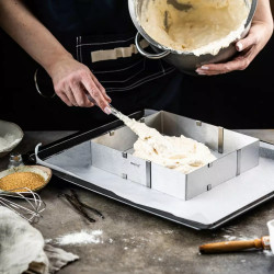 Kinghoff KH 1906 Baking Pan, Adjustable 15.5–28 cm, Stainless Steel, Silver