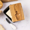 Klausberg KB 7784 Ceramic Butter Dish with Knife, Acacia Wood, Black/Brown