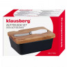 Cutie ceramica si cutit pentru unt Klausberg KB 7784, Capac lemn de salcam, Negru/maro