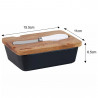 Klausberg KB 7784 Ceramic Butter Dish with Knife, Acacia Wood, Black/Brown