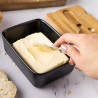 Klausberg KB 7784 Ceramic Butter Dish with Knife, Acacia Wood, Black/Brown