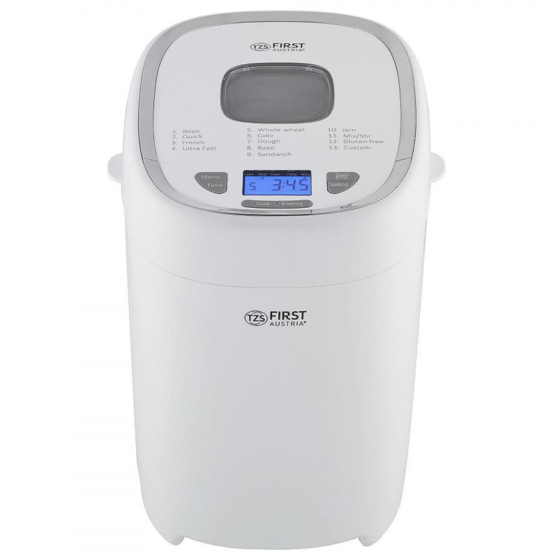 Αρτοπαρασκευαστής First Austria FA-5150-3, 550W, 13 προγράμματα, 2 μεγέθη, 3 επίπεδα ψησίματος, Λευκός