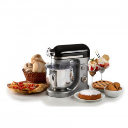 Πλανητικό μίξερ Ariete MODERNA 1589/02, 3200W, 5,5 l, 11 ταχύτητες, Στερεό σώμα από αλουμίνιο, Επιλογή για πρόσθετα εξαρτήματα, Μαύρο/Inox