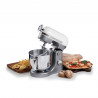 Mixer planetar Ariete MODERNA 1589/01, 3200W, 5.5 L, 11 viteze, Carcasa aluminiu masiv, Accesorii, Alb/Inox