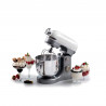 Mixer planetar Ariete MODERNA 1589/01, 3200W, 5.5 L, 11 viteze, Carcasa aluminiu masiv, Accesorii, Alb/Inox