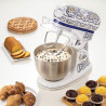 Mixer planetar Ariete Capri 1588/0C, 2400W, 5.5 L, 7 viteze, Pulse, Design retro, Accesorii, Alb/Albastru