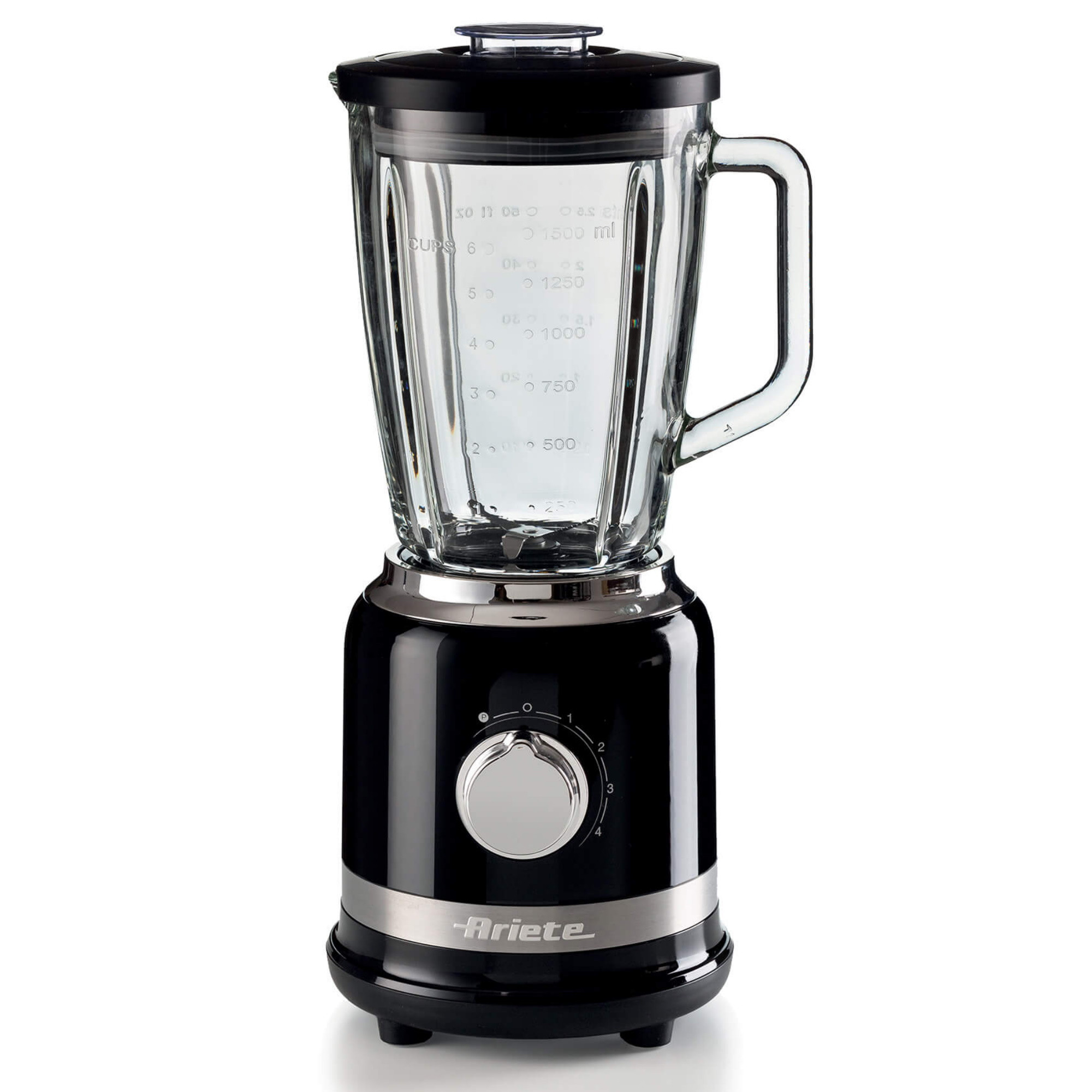 Блендер Ariete MODERNA 0585/02, 1000W, 4 ножа, 1.5 л, 4 скорости+пулс, Стъклена кана, Черен