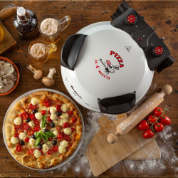 Cuptor electric pentru pizza Ariete "Pizza in 4 minute" 0918/00, 1200W, 32 cm, Pana la 400°C, 5 trepte, Placa de piatra, Acoperire antiaderenta, Alb