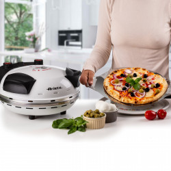 Ηλεκτρικός φούρνος πίτσας Ariete "Pizza in 4 minutes" 0918/00, 1200W, 32 cm, Μέχρι 400C, 5 επίπεδα, Πέτρινη πλάκα, Αντικολλητική επίστρωση, Λευκό