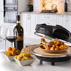 Cuptor electric pentru pizza Ariete "Pizza in 4 minute" 0917/00, 1200W, 32 cm, Pana la 400°C, 5 trepte, Placa de piatra, Acoperire antiaderenta, Negru