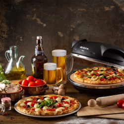 Cuptor electric pentru pizza Ariete "Pizza in 4 minute" 0917/00, 1200W, 32 cm, Pana la 400°C, 5 trepte, Placa de piatra, Acoperire antiaderenta, Negru