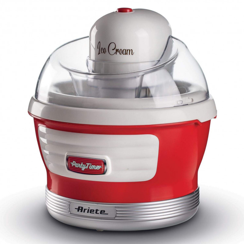 Ariete PARTY TIME 0643/00 Ice Cream Maker, 12W, 1.5 L, 30 min, Removable Bowl, Red