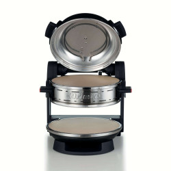 Cuptor dublu pentru pizza Ariete PIZZERIA 0927/01, 2300W, 32 cm, 2 termostate pana la 400°C, 5 trepte, 2 placi de piatra, Acoperire neaderenta, Negru