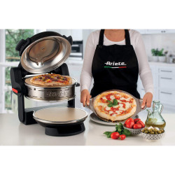 Cuptor dublu pentru pizza Ariete PIZZERIA 0927/01, 2300W, 32 cm, 2 termostate pana la 400°C, 5 trepte, 2 placi de piatra, Acoperire neaderenta, Negru