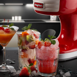 Ariete PARTY TIME 0076/00 Ice Shaver, 30W, Stainless Steel Blades, Removable Basket, Safety Lid, Red