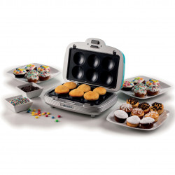 Ariete PARTY TIME 1972/01 3-in-1 Donut, Muffin, and Sandwich Maker, 700W, 3 Interchangeable Plates, Indicator Lights, Turquoise