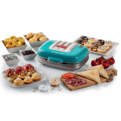 Aparat 3in1 pentru preparare gogosi, briose si sandvisuri Ariete PARTY TIME 1972/01, 700W, 3 placi detasabile, Turcoaz