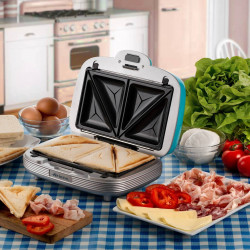 Уред за донъти, мъфини и сандвичи 3в1 Ariete PARTY TIME 1972/01, 700W, 3 сменяеми плочи, Индикатори, Тюркоаз