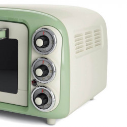 Ηλεκτρικός φούρνος Ariete VINTAGE 0979/04, 1380 W, 18 l, 3 λειτουργίες, Μέχρι 230C, Διπλό θερμικό τζάμι, Χρονοδιακόπτης 60 λεπτά, Λευκό/Πράσινο