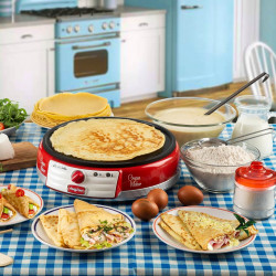 Уред за палачинки Ariete PARTY TIME 0202/00, 1000W, Незалепващо покритие, Лесно почистване, Индикатор за готовност, Червен