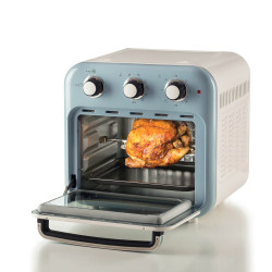 Friteuza cuptor cu aer cald Ariete VINTAGE 4632/05, 1400W, 16 L, Pana la 230°C, Timer, Cos rotativ, Alb/Albastru
