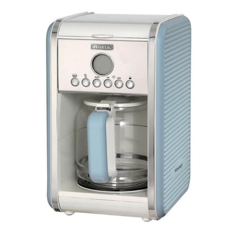 Cafetiera Ariete VINTAGE AMERICANO 1342/05, 960W, 2.1 L, Timer, Programare, Pauza, Sistem anti-picurare, Albastru