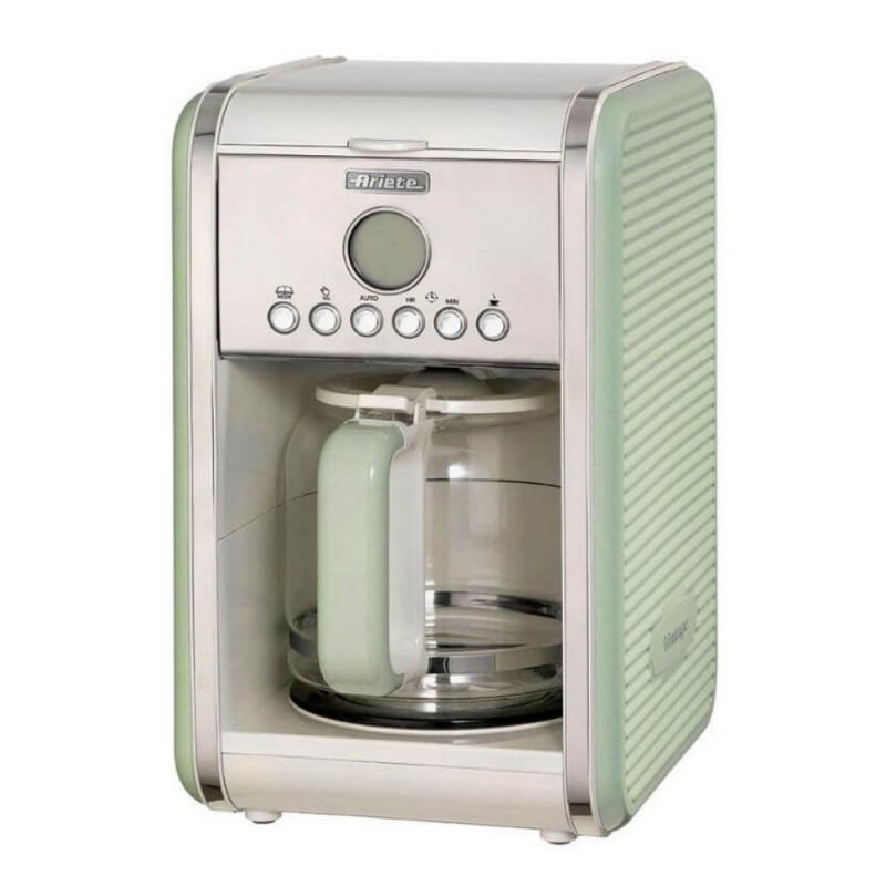 Καφετιέρα Ariete VINTAGE AMERICANO 1342/04, 960W, 2.1 l, Χρονοδιακόπτης, Προγραμματισμός, Παύση, Σύστημα προστασίας από στάξιμο, Πράσινο