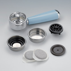 Ariete VINTAGE 1389/15 Espresso Machine, 850W, 15 bar, 0.9 L, Ground Coffee and ESE, Maxi-Cappuccino, Blue