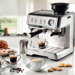 Еспресо машина Ariete ESPRESSO METAL 1313/10, 1600W, 15 bar, 2 л, Вградена кафемелачка с 11 степени, Манометър, Инокс