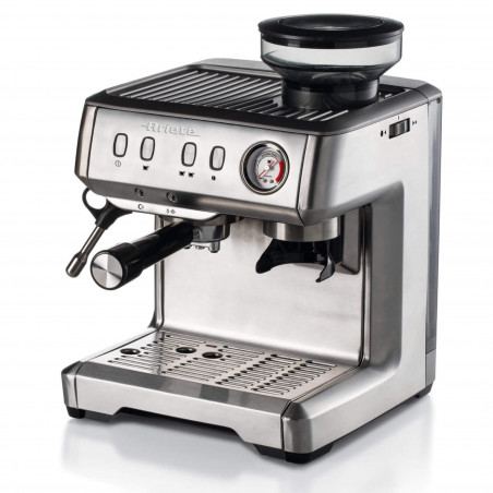Μηχανή εσπρέσο Ariete ESPRESSO METAL 1313/10, 1600W, 15 bar, 2 l, Ενσωματωμένος μύλος καφέ με 11 ρυθμίσεις, Μανόμετρο, Inox