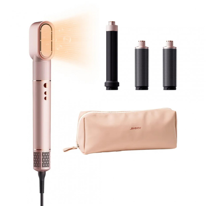 Βούρτσα στεγνώματος και styling/multi-styler 3in1 JIMMY HF9, 1300W, κινητήρας χωρίς ψήκτρες 110.000 rpm/min, 3 ταχύτητες, αισθητήρας θερμοκρασίας NTC, Ροζ