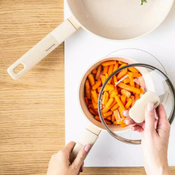 Set oale si tigai Klausberg, KB-7833, 12 piese, Acoperire antiaderenta, Inductie, Bej