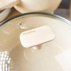 Комплект съдове за готвене Klausberg KB 7833, 12 части, Незалепващо покритие, Индукция, Бежов