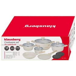Σετ κατσαρόλες και τηγάνια Klausberg, KB-7833, 12 τεμάχια, Αντικολλητική επίστρωση, Επαγωγή, Μπεζ