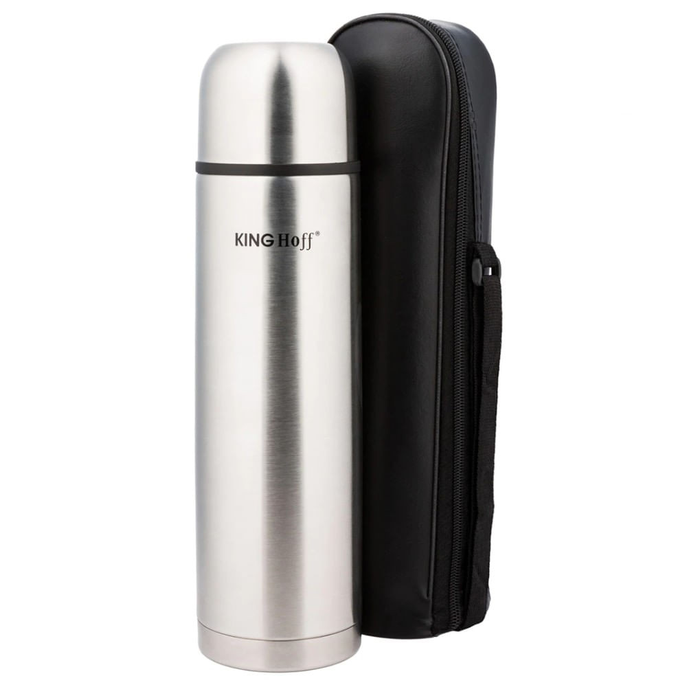 Thermos Kinghoff KH 4054, 1 litru, pereți dubli, carcasă, oțel inoxidabil, argintiu