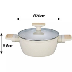 Комплект съдове за готвене Klausberg KB 7833, 12 части, Незалепващо покритие, Индукция, Бежов