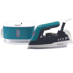 Beper P204CAL200 Iron, 2250W, Ceramic Plate, Thermostat, Filter, Continuous Cycle, White/Teal