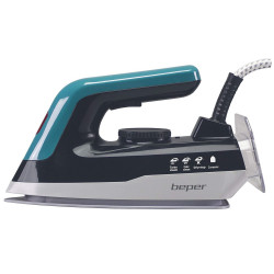 Ютия Beper P204CAL200, 2250W, Керамична плоча, Термостат, Филтър, Непрекъснат цикъл, Бял/синьозелен