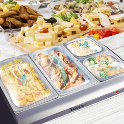 Incalzitor de alimente Beper P101TEM002, 300W, 4 compartimente detasabile, Termostat, Indicator luminos, Inox