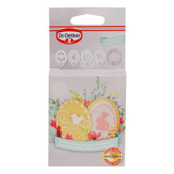 Комплект за великденска декорация Dr.Oetker 1879, 5 части, 4 декорации, 1 формичка, Неръждаема стомана, Сребрист