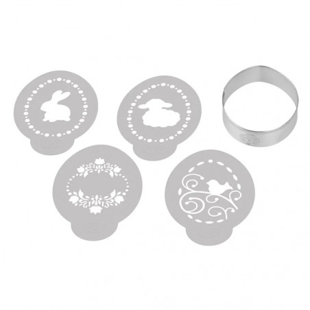 Dr. Oetker 1879 Easter Decoration Set, 5 pieces, 4 decorations, 1 mold, Stainless steel, Silver