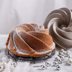 Forma pentru copt chec Dr.Oetker Twist Baking Mould 2552, 22 cm, Rotunda, Aluminiu turnat, Argintiu